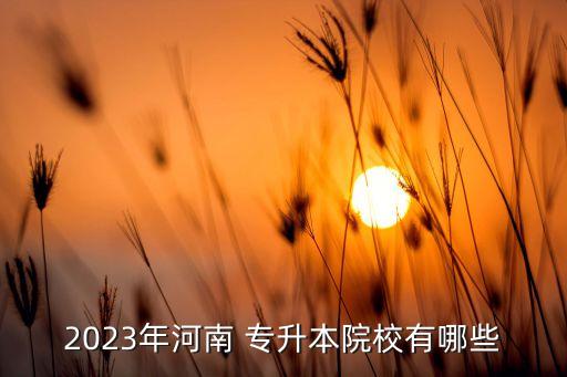 2023年河南 專升本院校有哪些