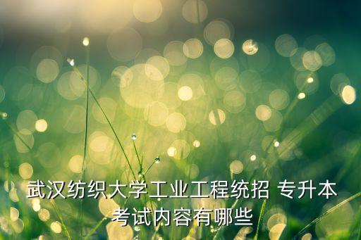  武漢紡織大學(xué)工業(yè)工程統(tǒng)招 專升本 考試內(nèi)容有哪些