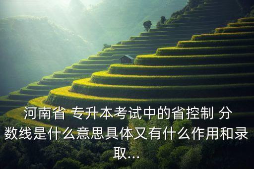  河南省 專升本考試中的省控制 分?jǐn)?shù)線是什么意思具體又有什么作用和錄取...