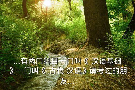 ...有兩門科目一門叫《 漢語基礎(chǔ)》一門叫《 古代 漢語》請考過的朋友...