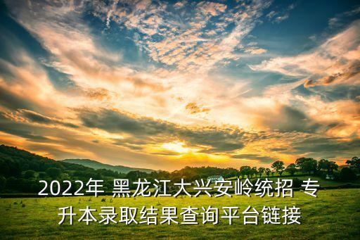 2022年 黑龍江大興安嶺統(tǒng)招 專升本錄取結(jié)果查詢平臺鏈接