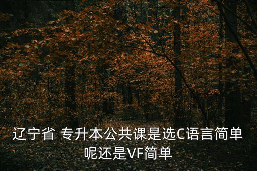 遼寧省 專升本公共課是選C語言簡單呢還是VF簡單