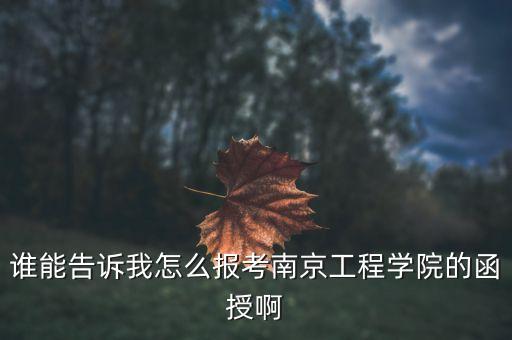 誰能告訴我怎么報考南京工程學(xué)院的函授啊