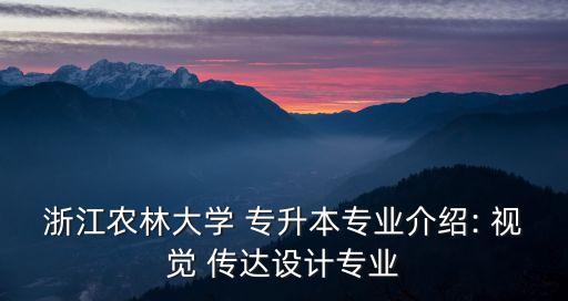 浙江農(nóng)林大學(xué) 專升本專業(yè)介紹: 視覺 傳達(dá)設(shè)計專業(yè)