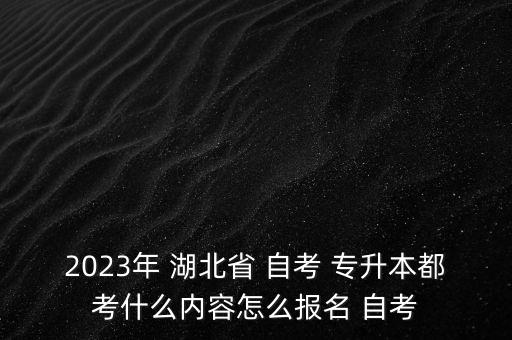 2023年 湖北省 自考 專升本都考什么內(nèi)容怎么報名 自考