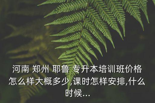 河南 鄭州 耶魯 專升本培訓(xùn)班價格怎么樣大概多少,課時怎樣安排,什么時候...