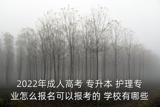 2022年成人高考 專升本 護理專業(yè)怎么報名可以報考的 學校有哪些