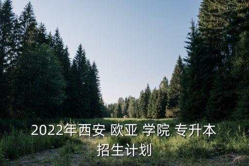 2022年西安 歐亞 學院 專升本招生計劃