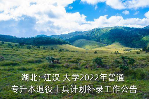 湖北: 江漢 大學(xué)2022年普通 專升本退役士兵計劃補錄工作公告