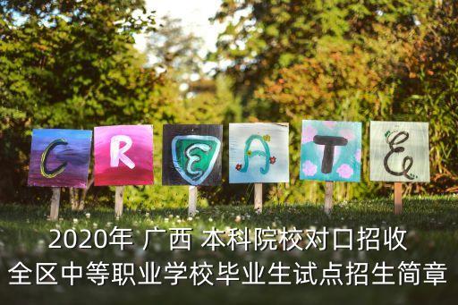 2020年 廣西 本科院校對(duì)口招收全區(qū)中等職業(yè)學(xué)校畢業(yè)生試點(diǎn)招生簡(jiǎn)章