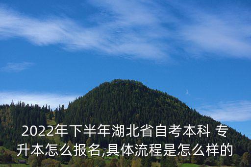 2022年下半年湖北省自考本科 專升本怎么報名,具體流程是怎么樣的