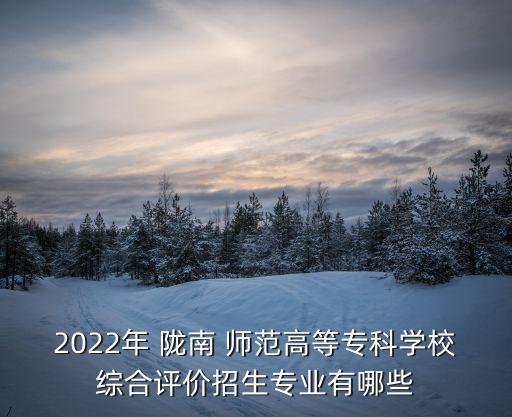 2022年 隴南 師范高等?？茖W(xué)校綜合評價(jià)招生專業(yè)有哪些