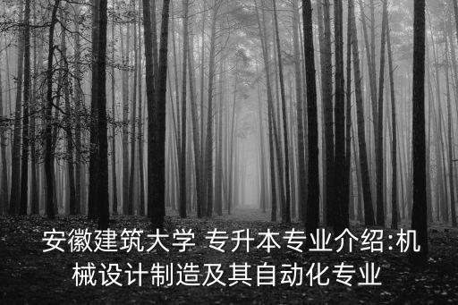  安徽建筑大學 專升本專業(yè)介紹:機械設(shè)計制造及其自動化專業(yè)