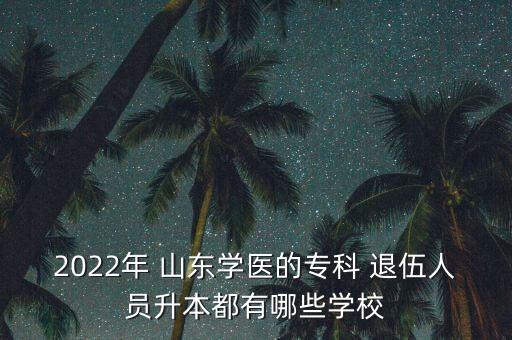 2022年 山東學(xué)醫(yī)的?？?退伍人員升本都有哪些學(xué)校